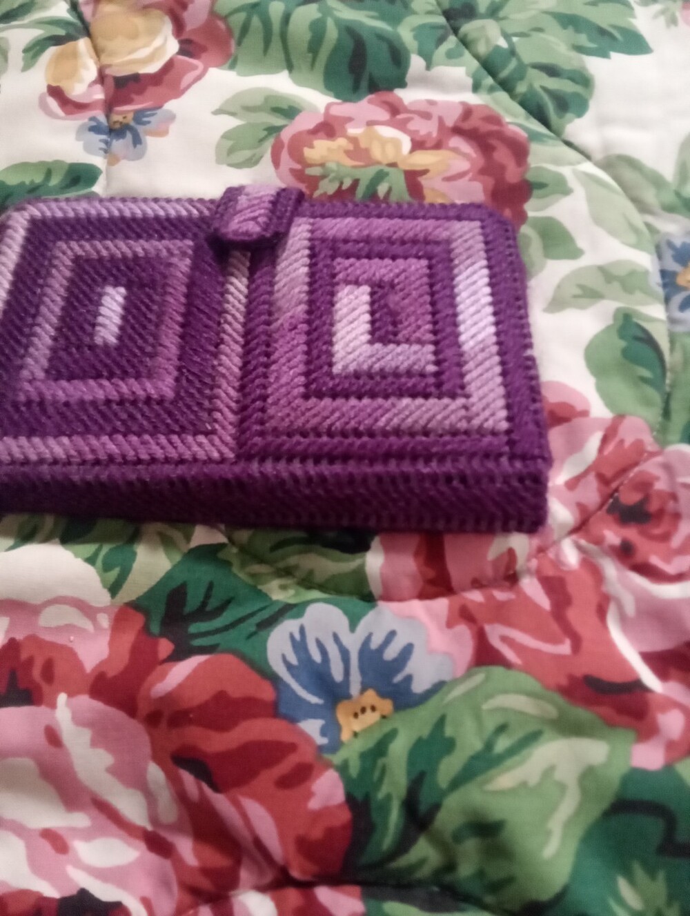 Purple Geometric Handcrafted Clutch Wallet